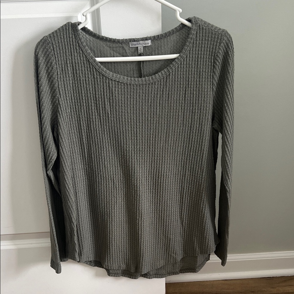 Olive Ribbed Long Sleeve Top